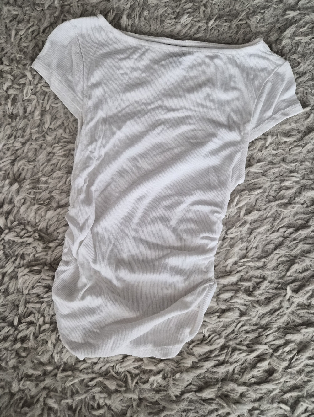 Wild Fable White Ribbed Ruched Side Tee - XXS - Picture 2 of 10